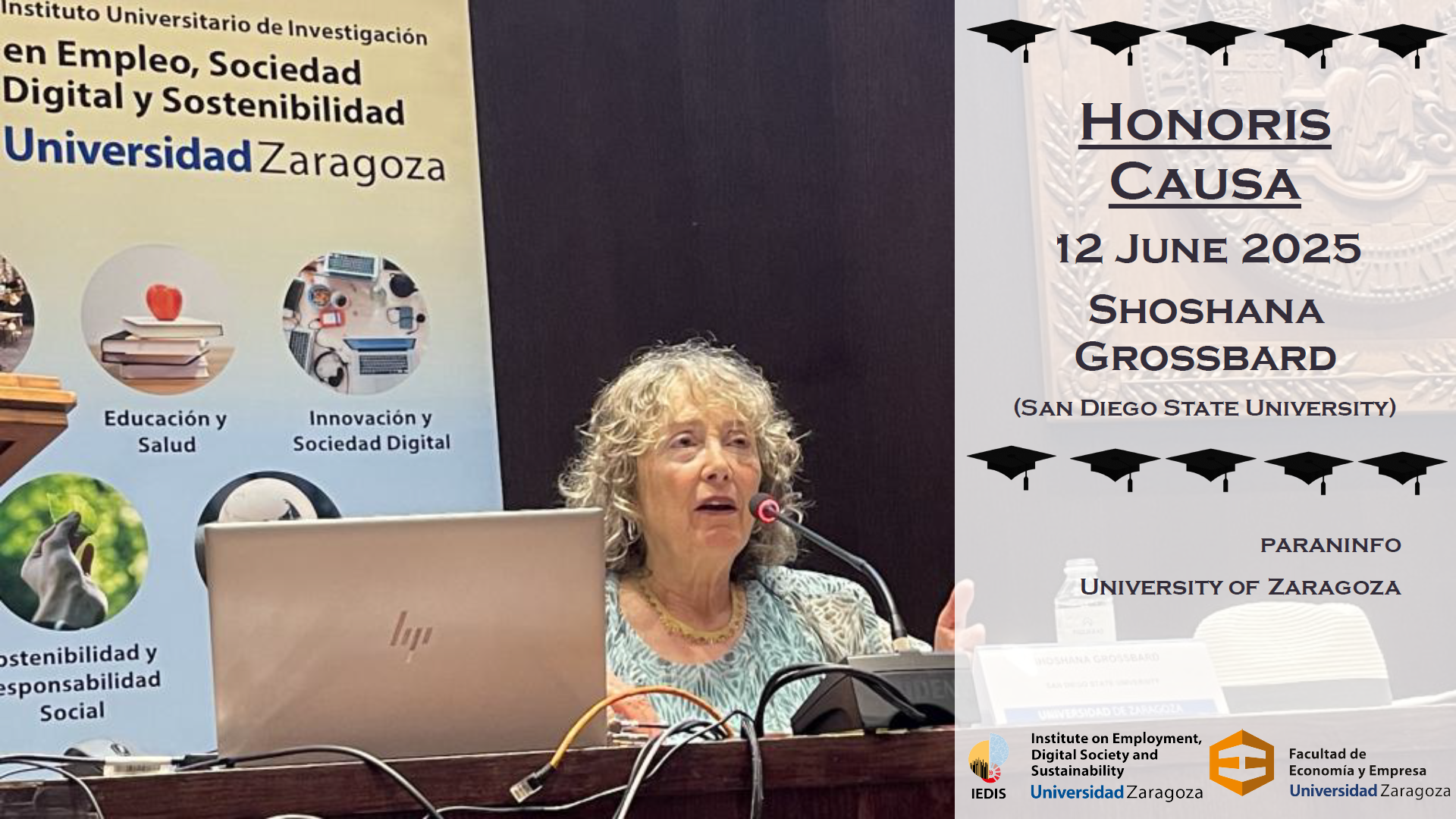 Honoris Causa Shoshana Grossbard SEHO 2025 IEDIS