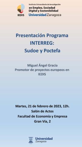 Presentación Programa INTERREG: Sudoe y Poctefa